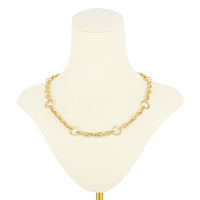 14K Yellow Gold Textured Oval & Round Link Necklace