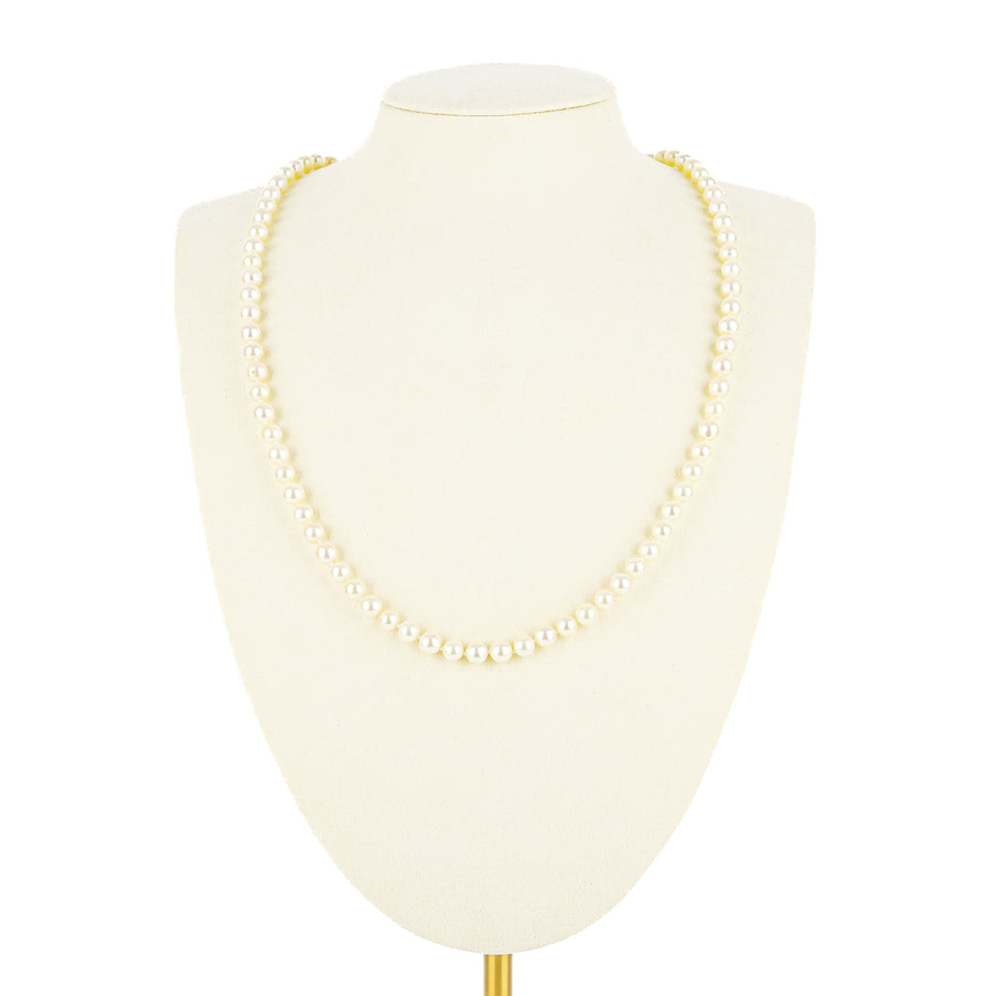 9K Yellow & White Gold Amethyst Clasp Pearl Necklace