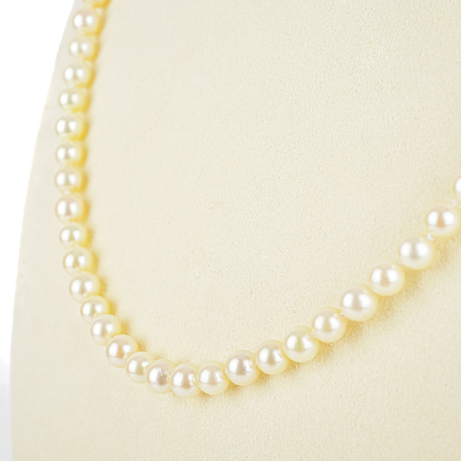 9K Yellow & White Gold Amethyst Clasp Pearl Necklace