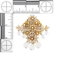 M&M DESIGNS Gold Tone Rhinestone Bead Drop Brooch & Clips