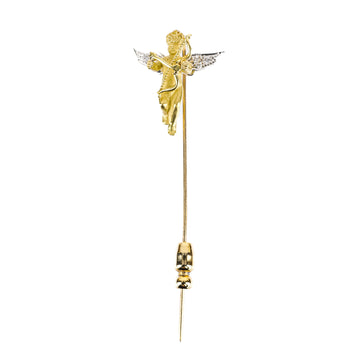 18K Yellow & White Gold Diamond Cupid Stick Pin