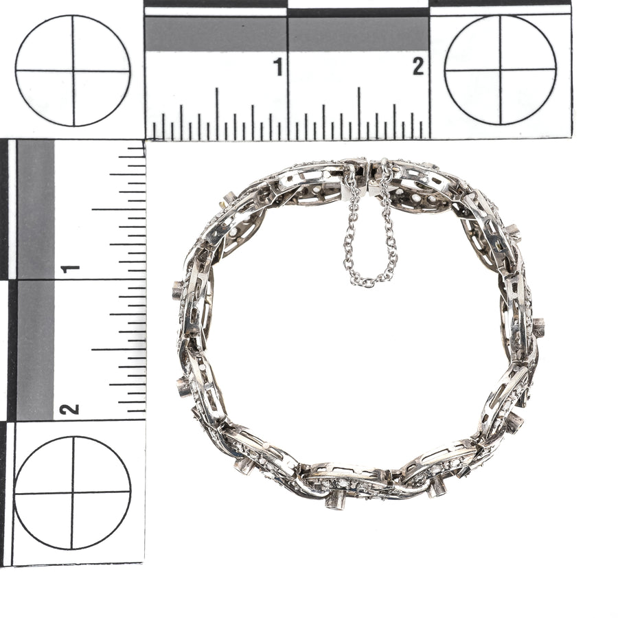 Silver Old European Rose & Free Form Diamond Bracelet