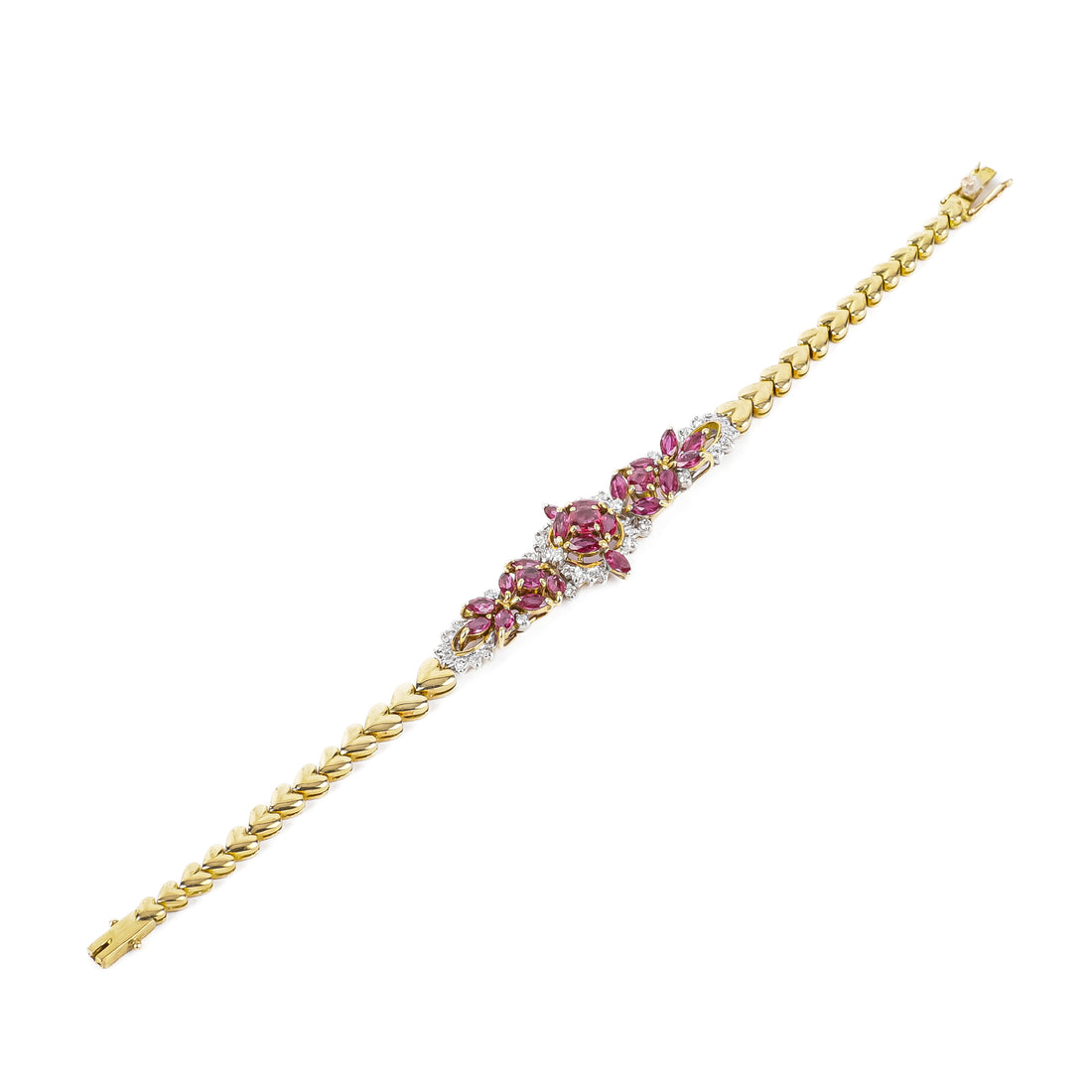 18K Yellow Gold Ruby Diamond Bracelet