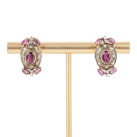 10K & 14K Yellow & White Gold Ruby Diamond Earrings