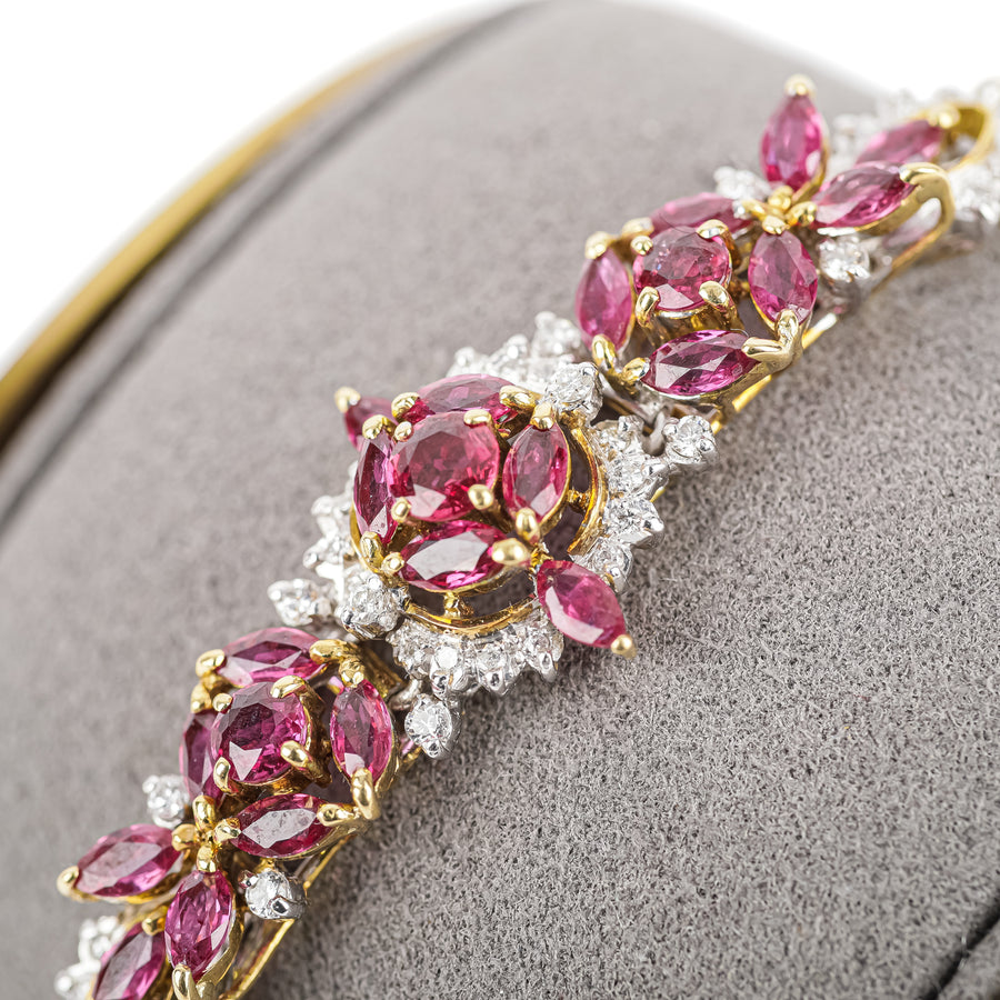 18K Yellow Gold Ruby Diamond Bracelet