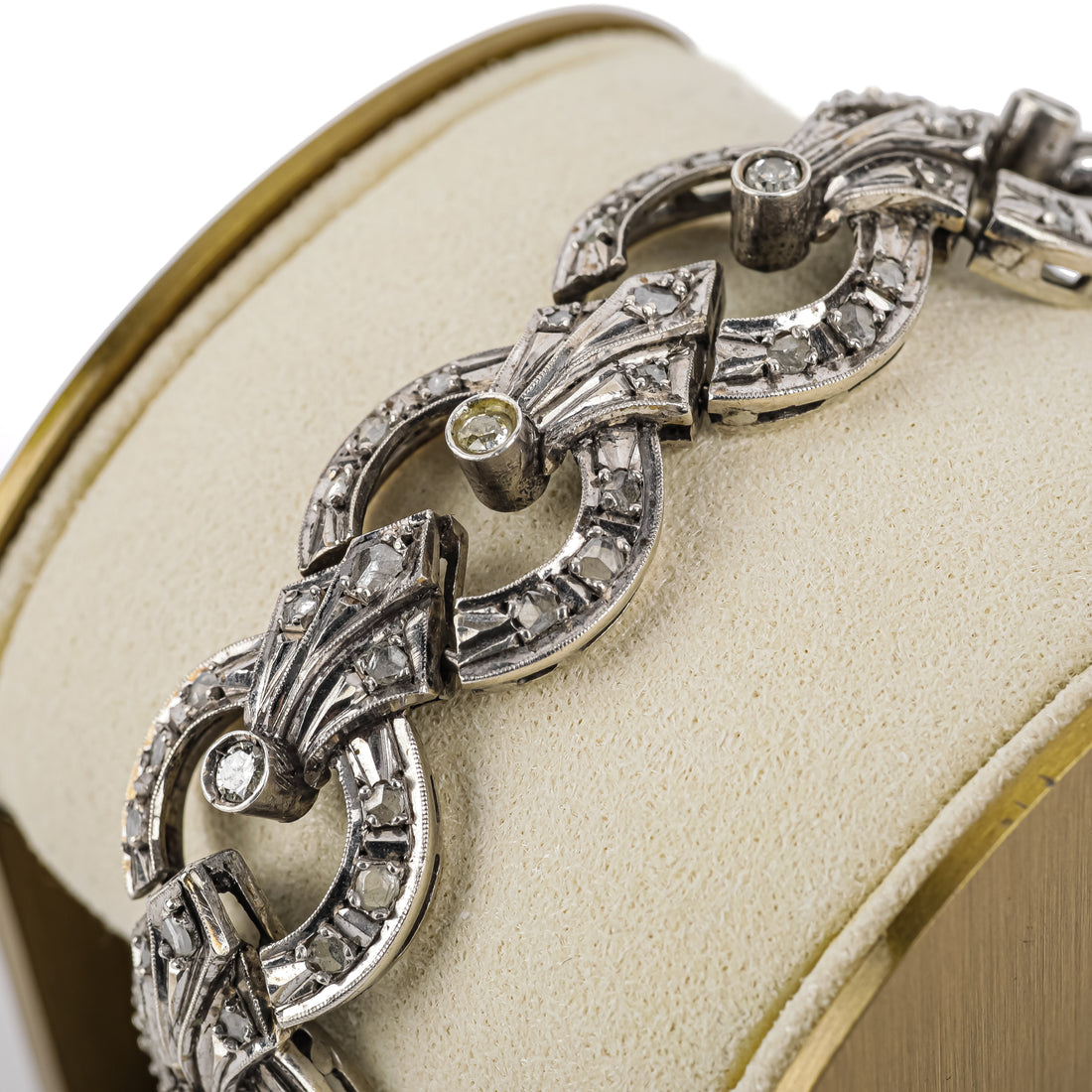 Silver Old European Rose & Free Form Diamond Bracelet