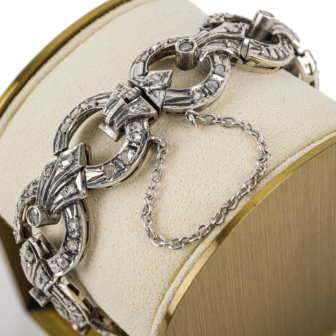 Silver Old European Rose & Free Form Diamond Bracelet