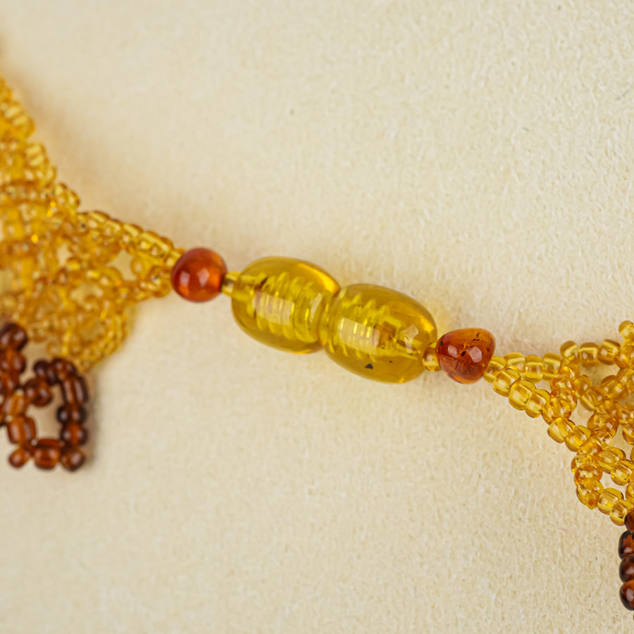 Baltic Amber Turquoise Woven Bead Collar Necklace