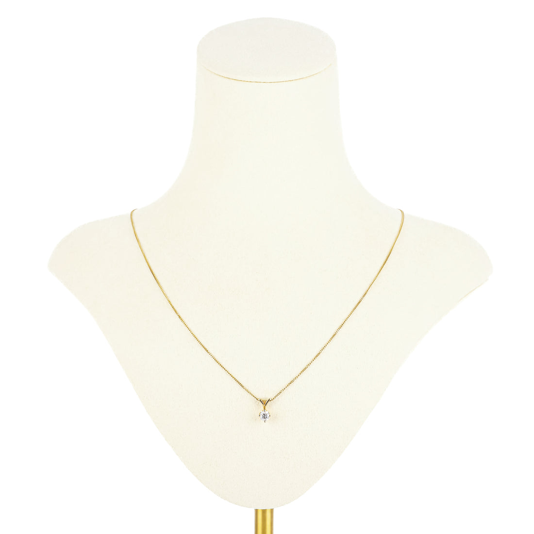 14K Yellow Gold Diamond Solitaire Necklace