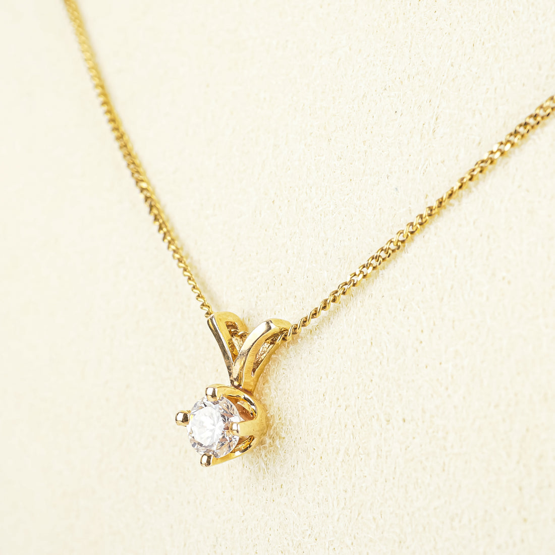 14K Yellow Gold Diamond Solitaire Necklace