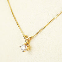 14K Yellow Gold Diamond Solitaire Necklace