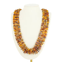 Multicolour Amber Three Strand Necklace