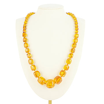 Graduated Amber Hexagonal Bead Necklace