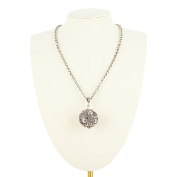 Sterling Croatian Filigree Ball Pendant Necklace
