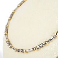 Sterling Two Tone Textured Tube and Bead Necklace & Bracelet