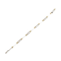 Sterling Two Tone Textured Tube and Bead Necklace & Bracelet