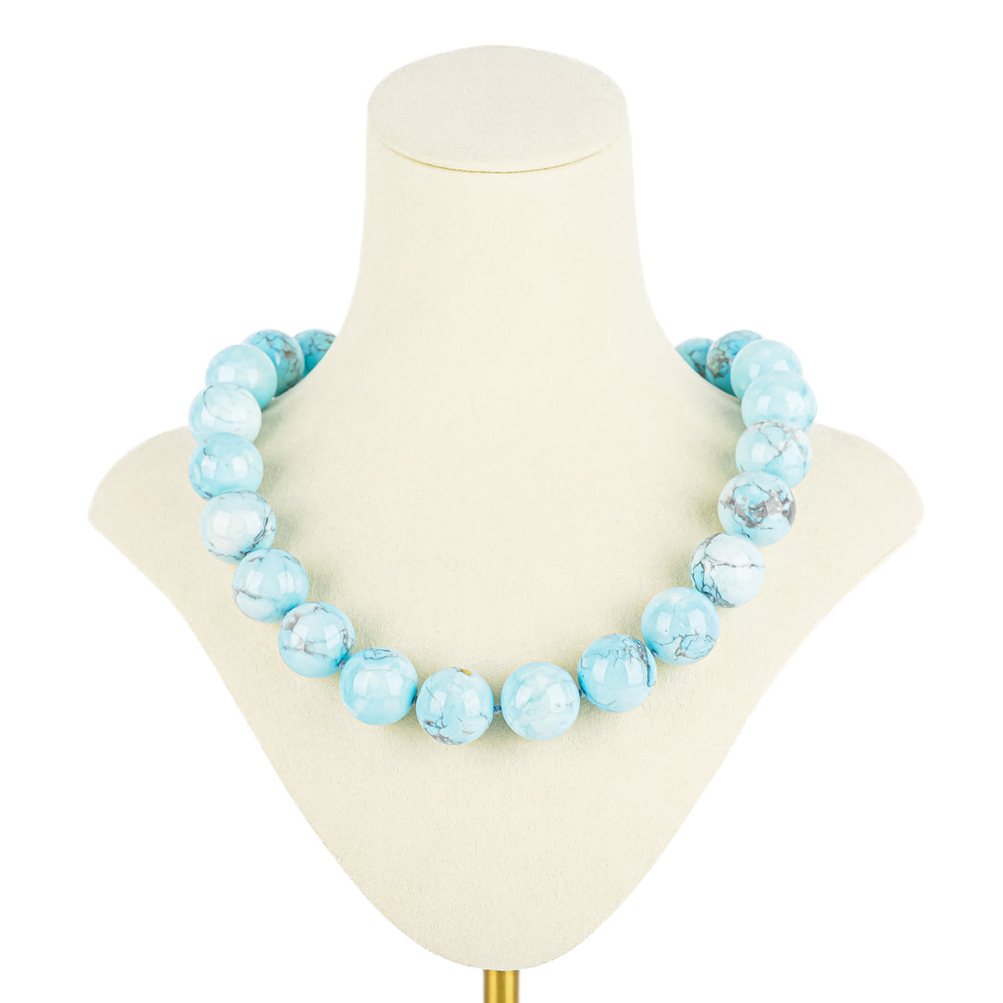 Large Robins Egg Turquoise Bead Necklace 18mm