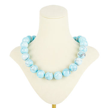 Large Robins Egg Turquoise Bead Necklace 18mm