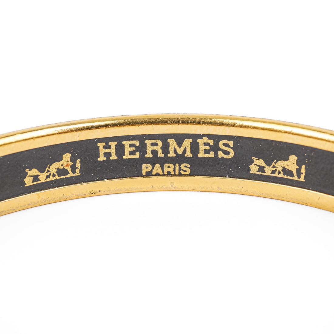 HERMES Gold Tone Enamel Bangle