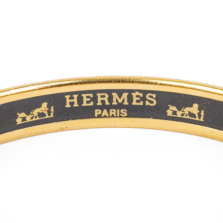 HERMES Gold Tone Enamel Bangle