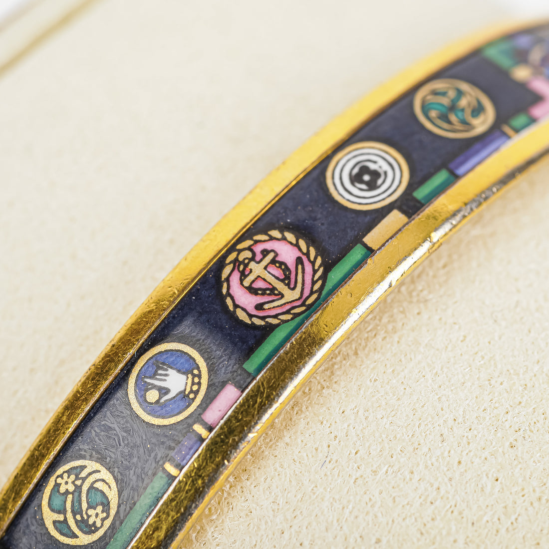 HERMES Gold Tone Enamel Bangle