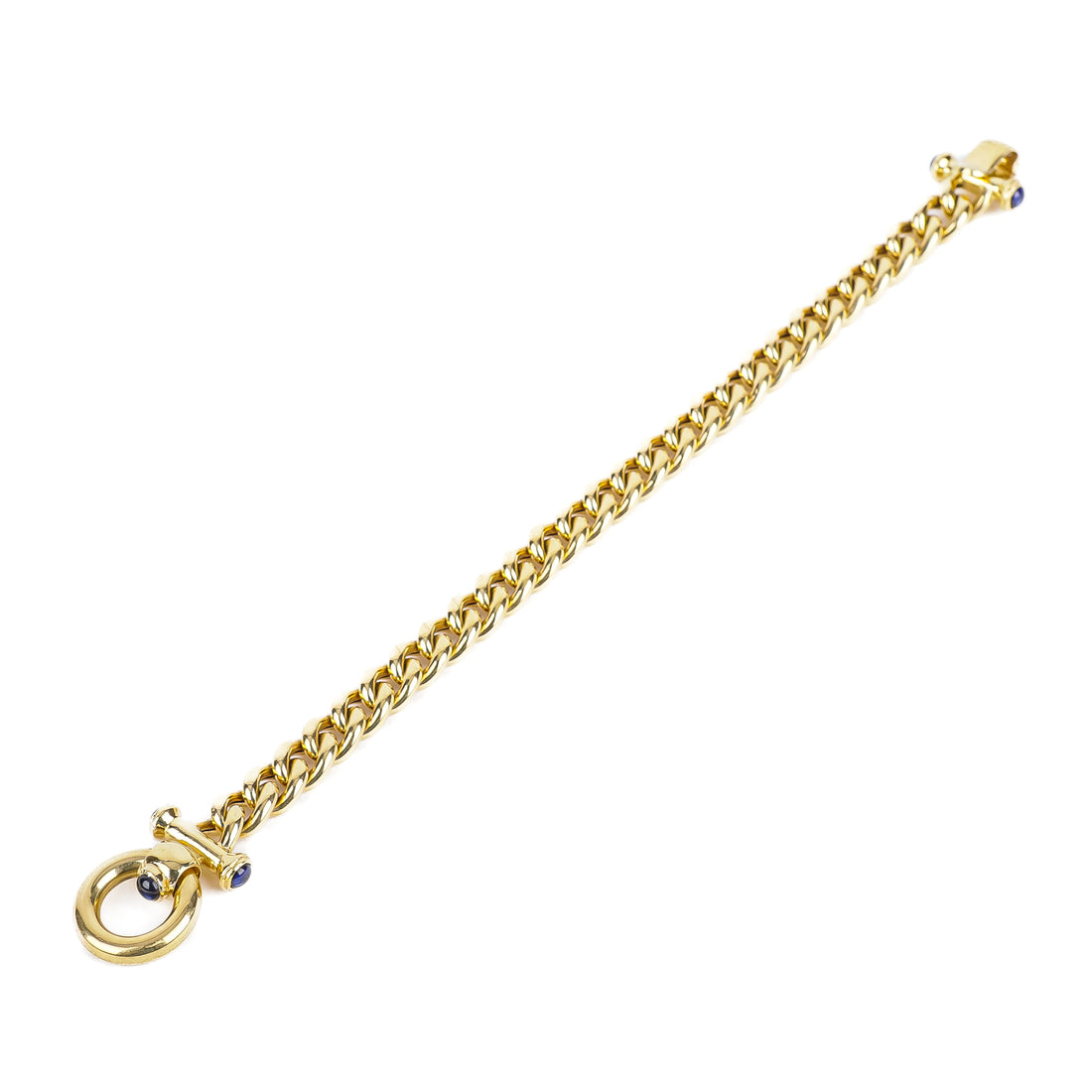 18K Yellow Gold Bracelet With Synthetic Sapphire Cabochons