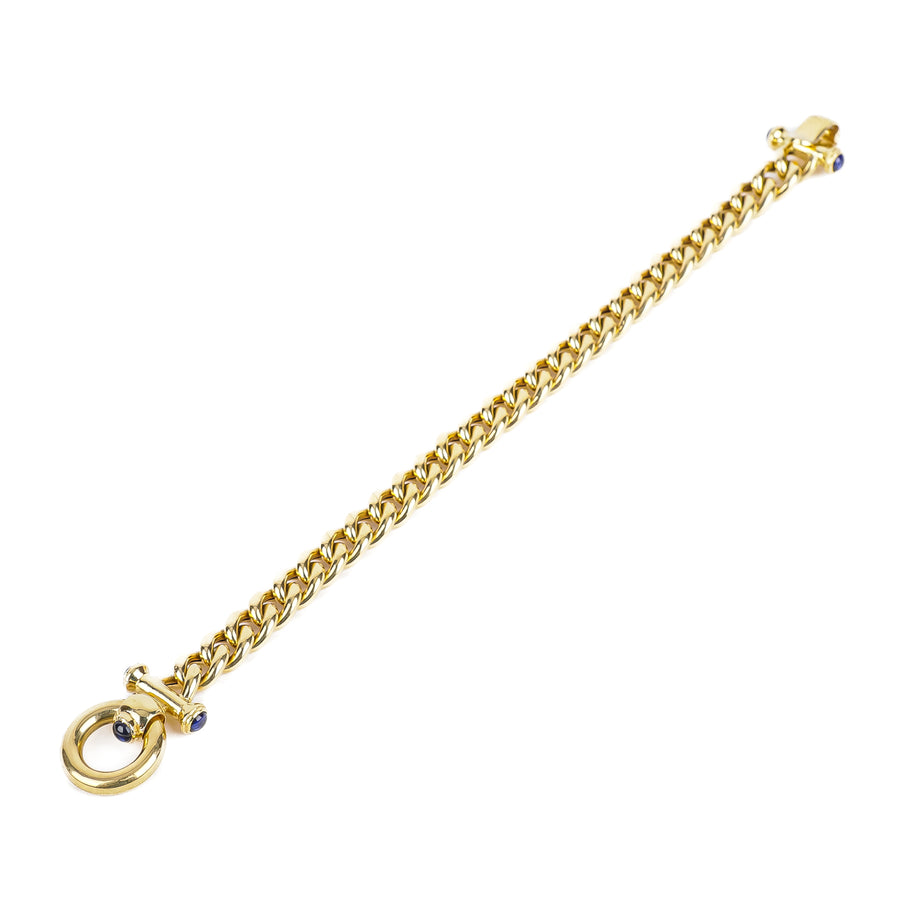 18K Yellow Gold Bracelet With Synthetic Sapphire Cabochons