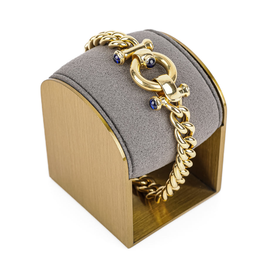 18K Yellow Gold Bracelet With Synthetic Sapphire Cabochons