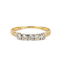 14K Yellow Gold And White Gold Diamond Five Stone Ring