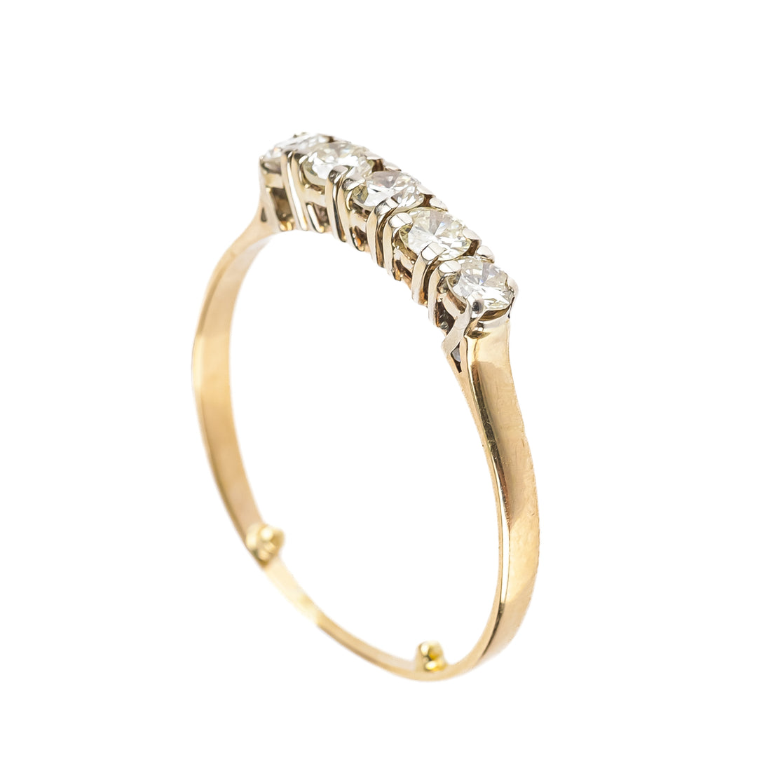 14K Yellow Gold And White Gold Diamond Five Stone Ring