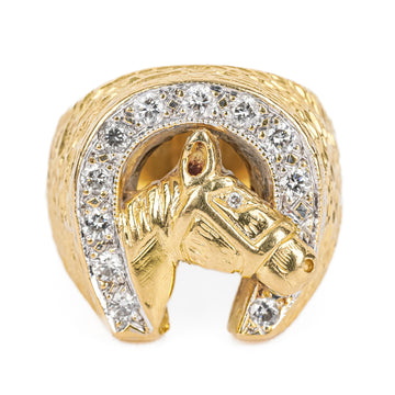 18K Yellow Gold Diamond Horse Ring