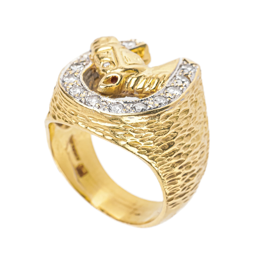 18K Yellow Gold Diamond Horse Ring