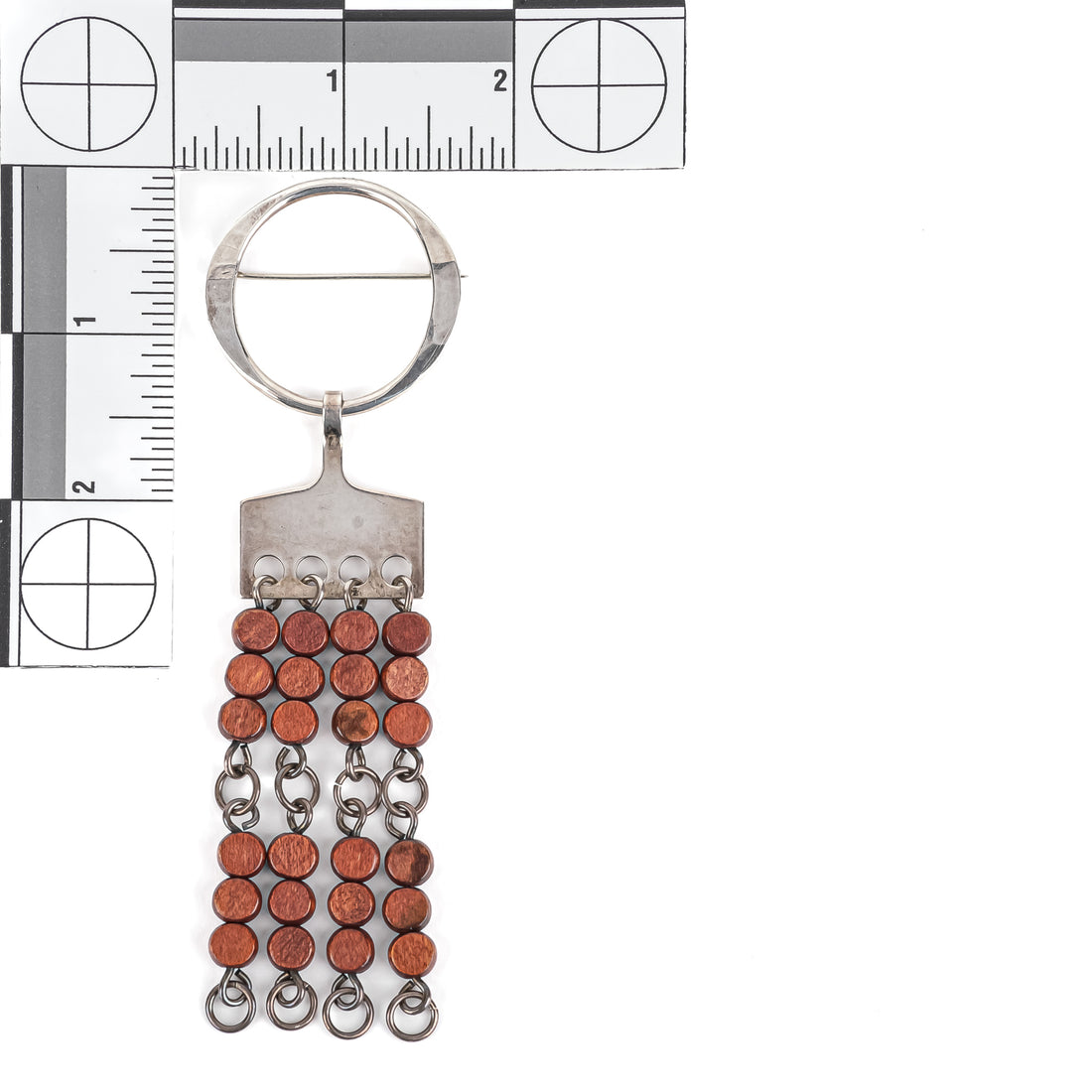 ANNA-GRETA EKER AGE NORWAY Sterling Silver Modernist Wood Fringe Brooch