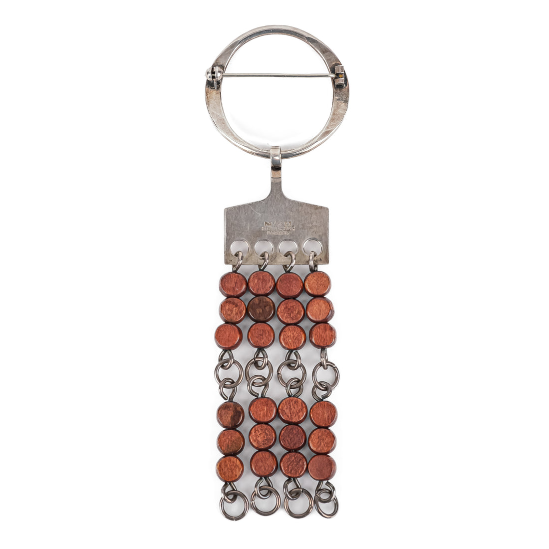 ANNA-GRETA EKER AGE NORWAY Sterling Silver Modernist Wood Fringe Brooch
