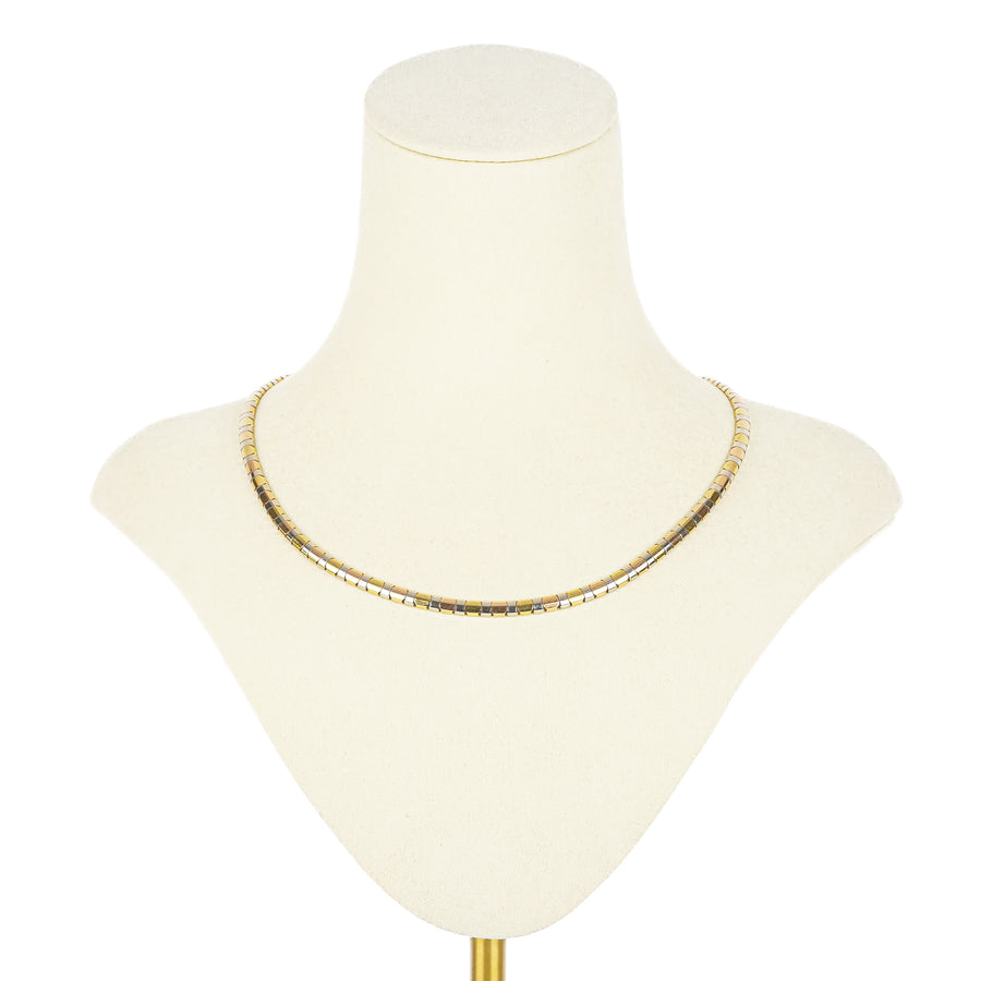 14K Yellow Gold White Gold And Rose Gold Collar Necklace