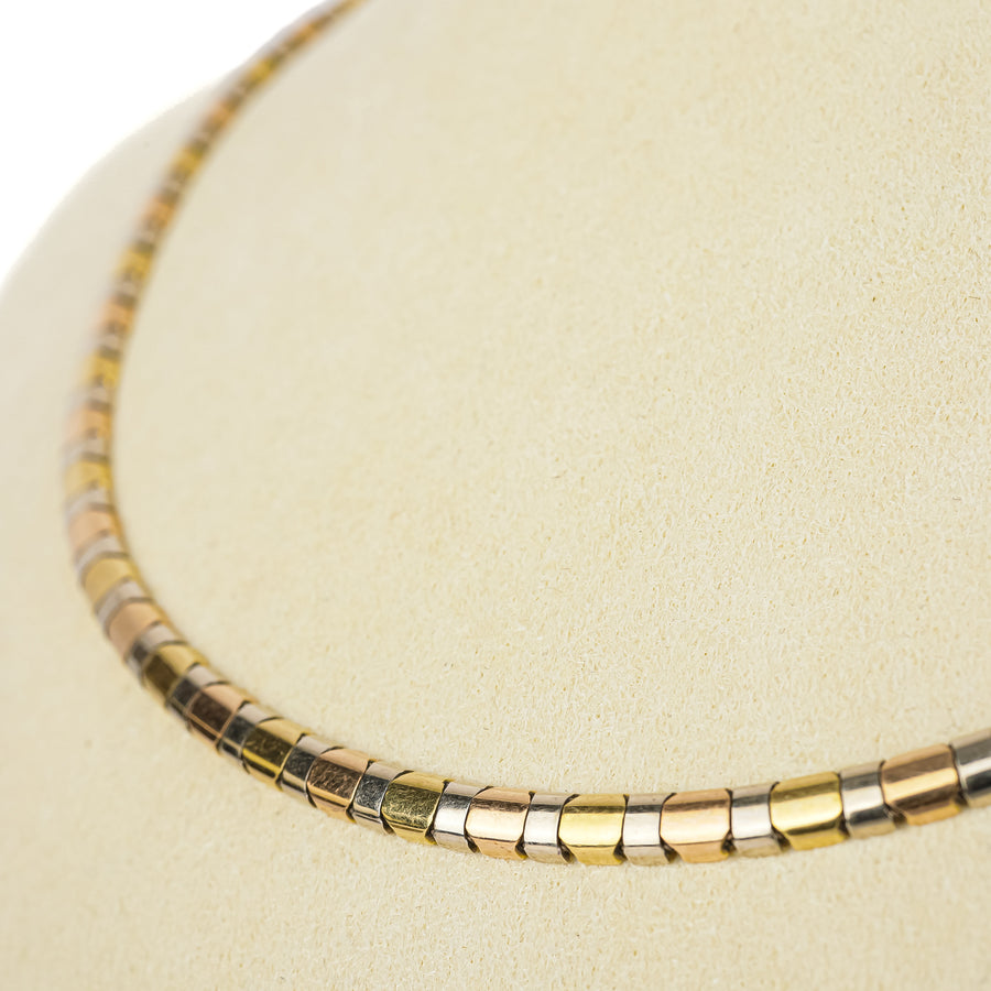 14K Yellow Gold White Gold And Rose Gold Collar Necklace