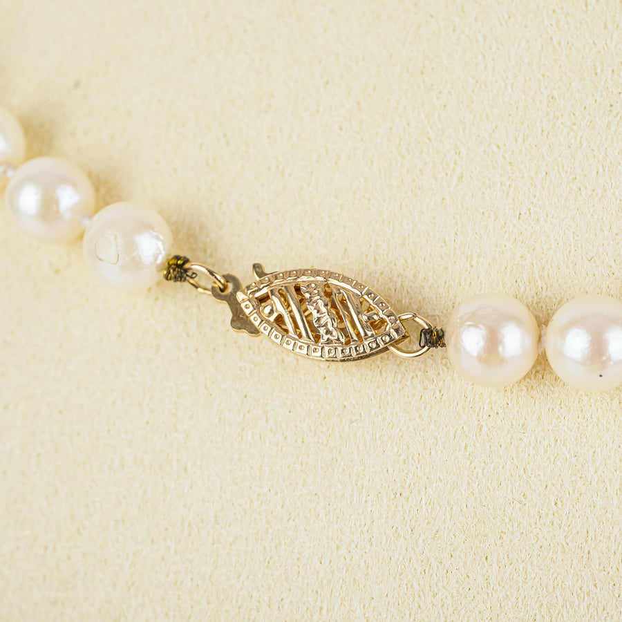 14K Yellow Sapphire Diamond Pendant Pearl Necklace