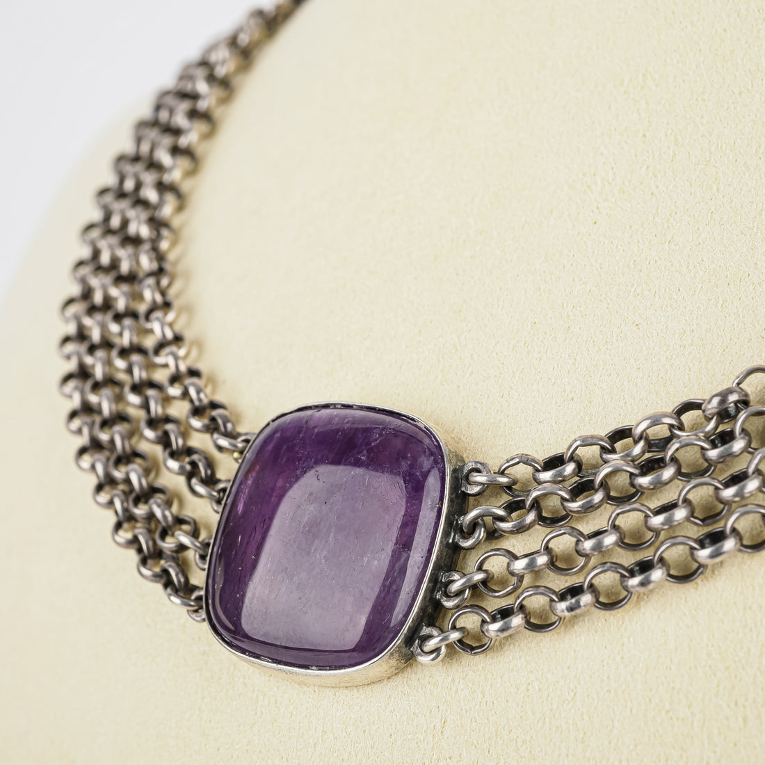 KALEVALA KORU Borje Rajalin Sterling Amethyst 4 Strand Choker