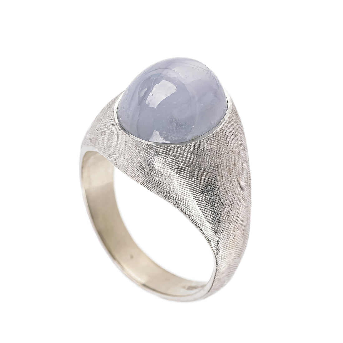 10K White Gold Cabochon Star Sapphire Ring