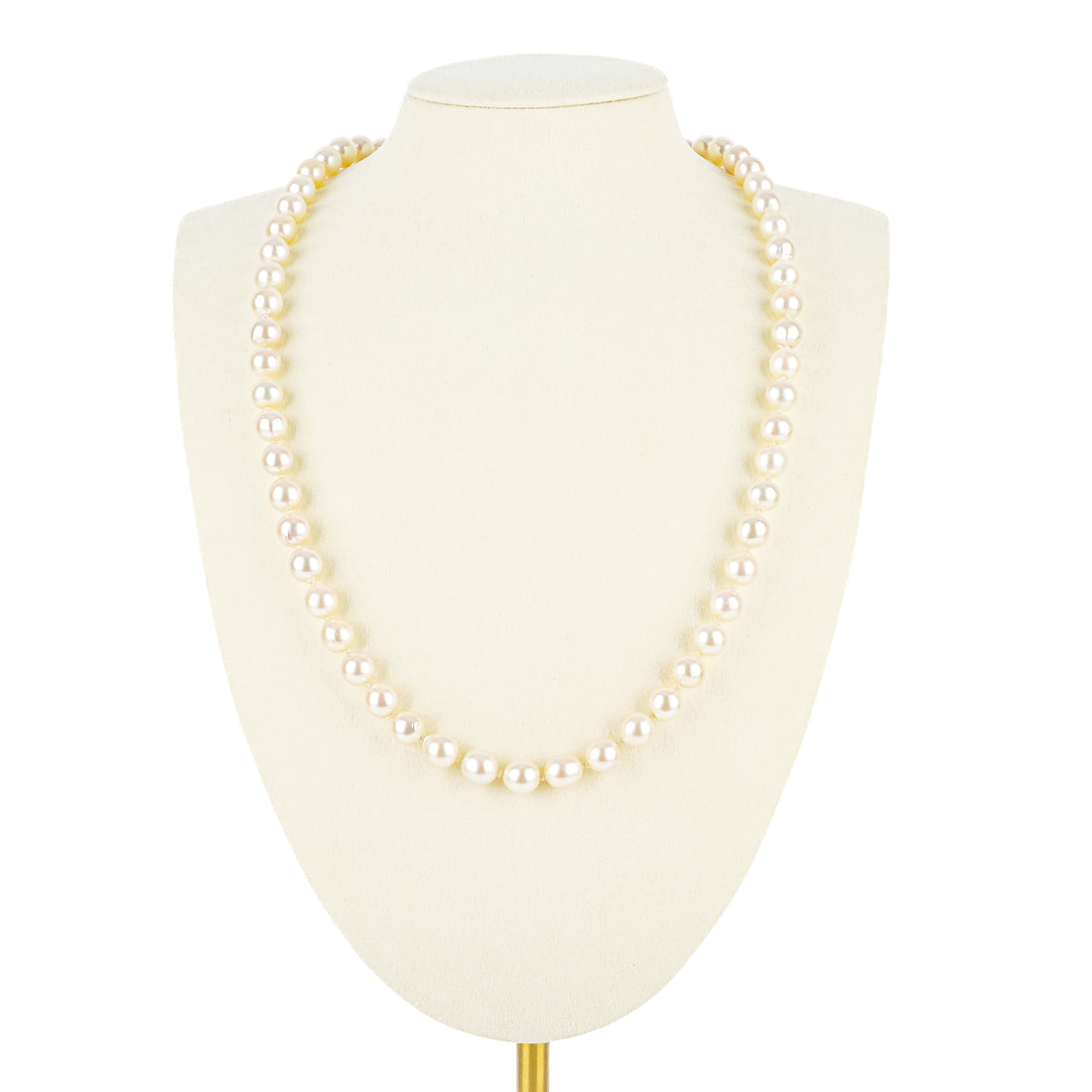 14K Yellow Gold Pearl  Necklace with Flower Clasp