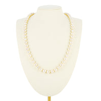 14K Yellow Gold Pearl  Necklace with Flower Clasp