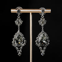TOM BINNS Silver Tone Smoky Crystal Drops