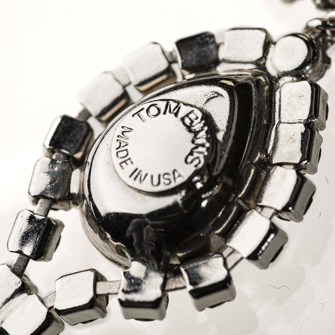 TOM BINNS Silver Tone Smoky Crystal Drops