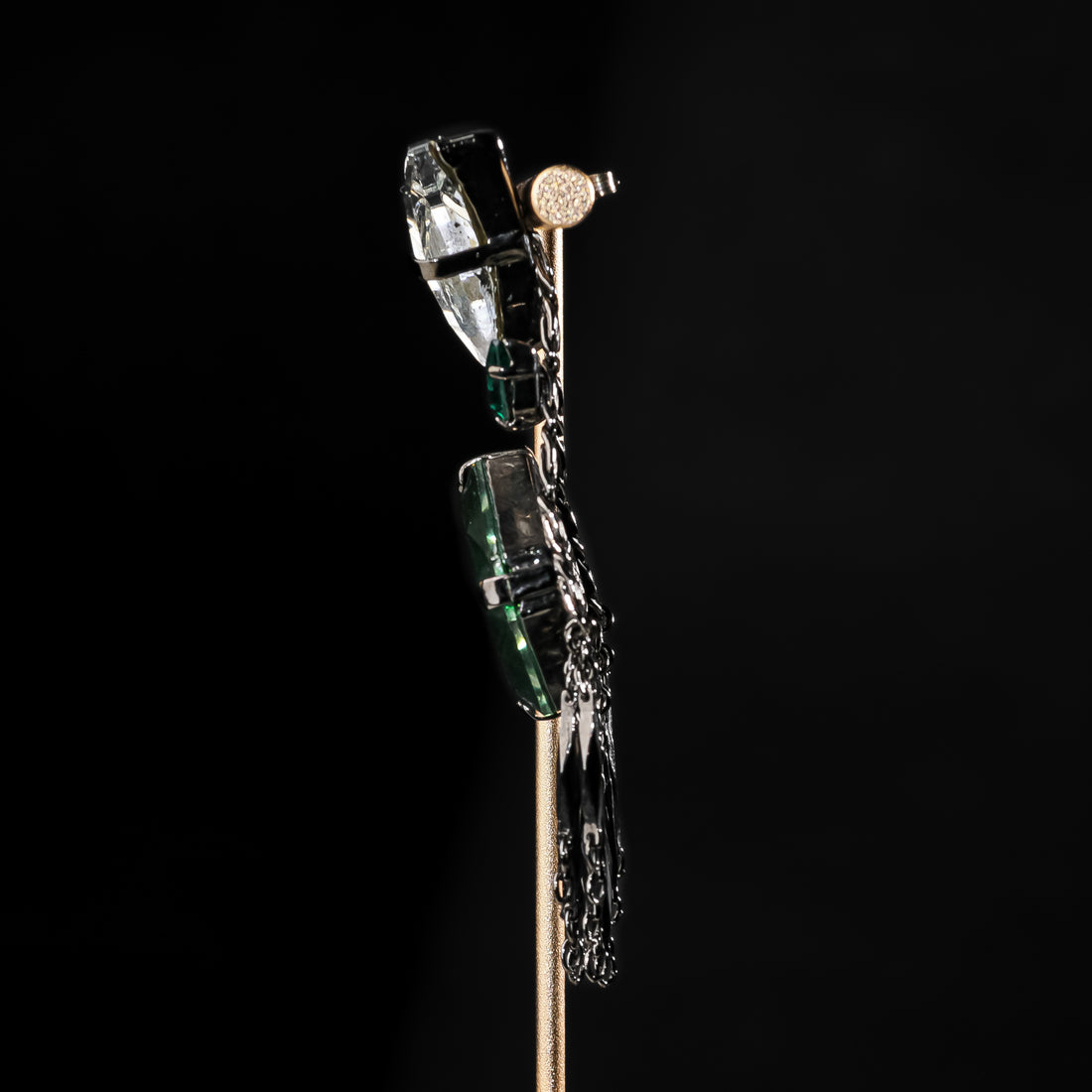 ERICKSON BEAMON Clear Green Crystal Fringe Drops