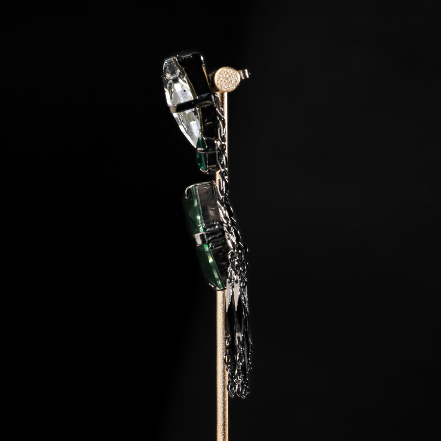 ERICKSON BEAMON Clear Green Crystal Fringe Drops