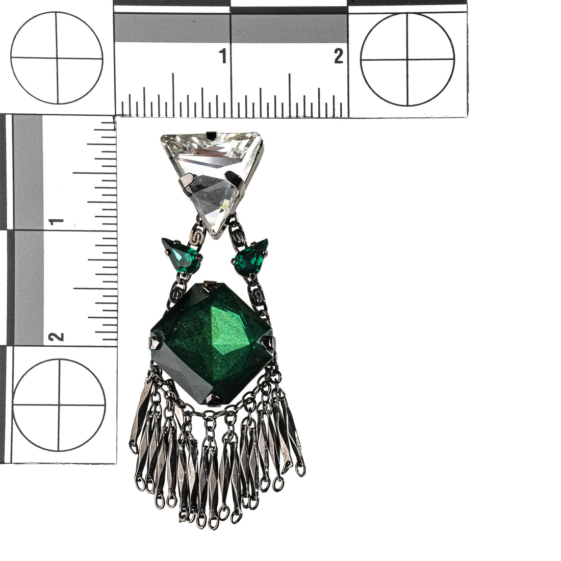ERICKSON BEAMON Clear Green Crystal Fringe Drops
