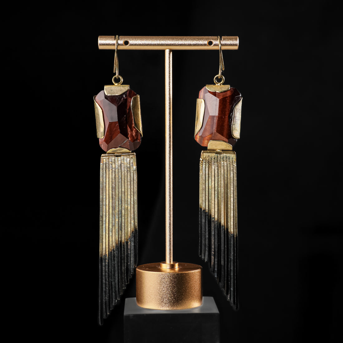 IOSSELLIANI Gold Tone Multi Strand Mesh Stone Drops