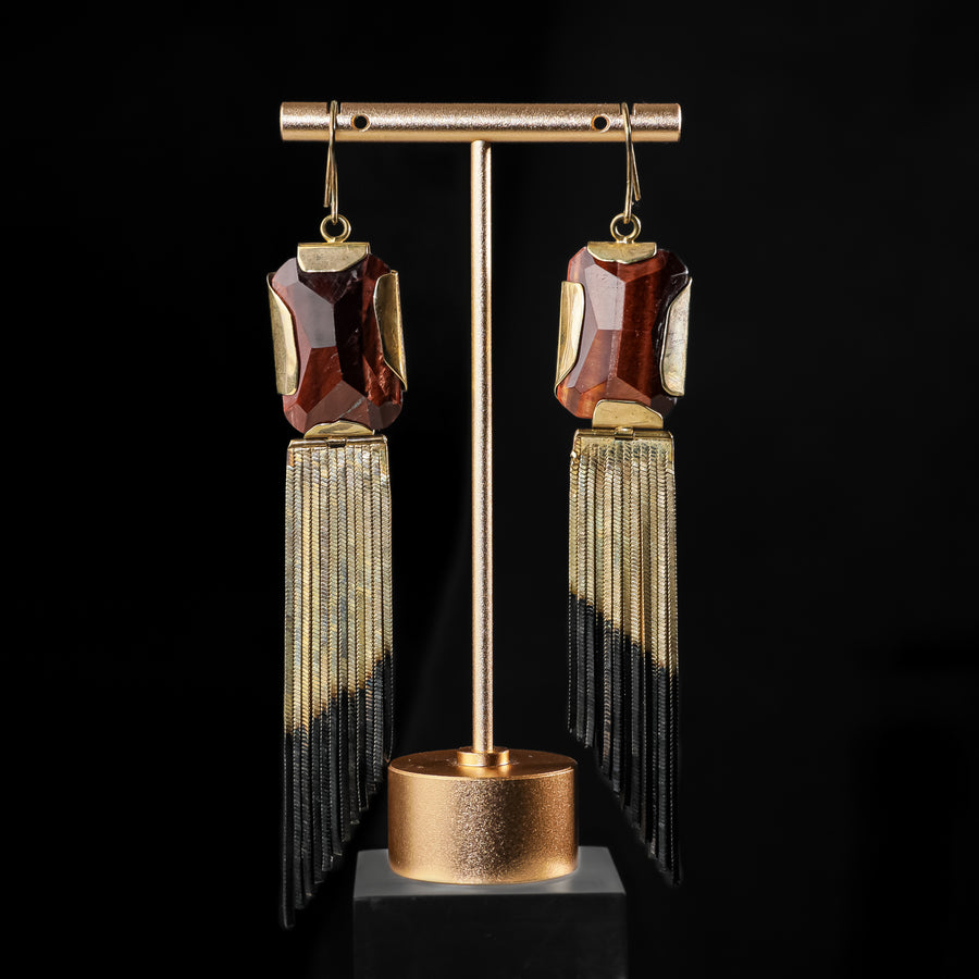 IOSSELLIANI Gold Tone Multi Strand Mesh Stone Drops