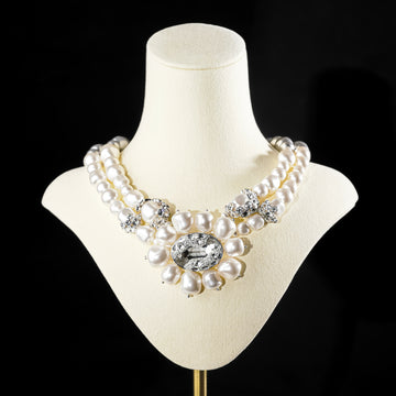 SWAROVSKI White Grey Faux Pearl Crystal Necklace