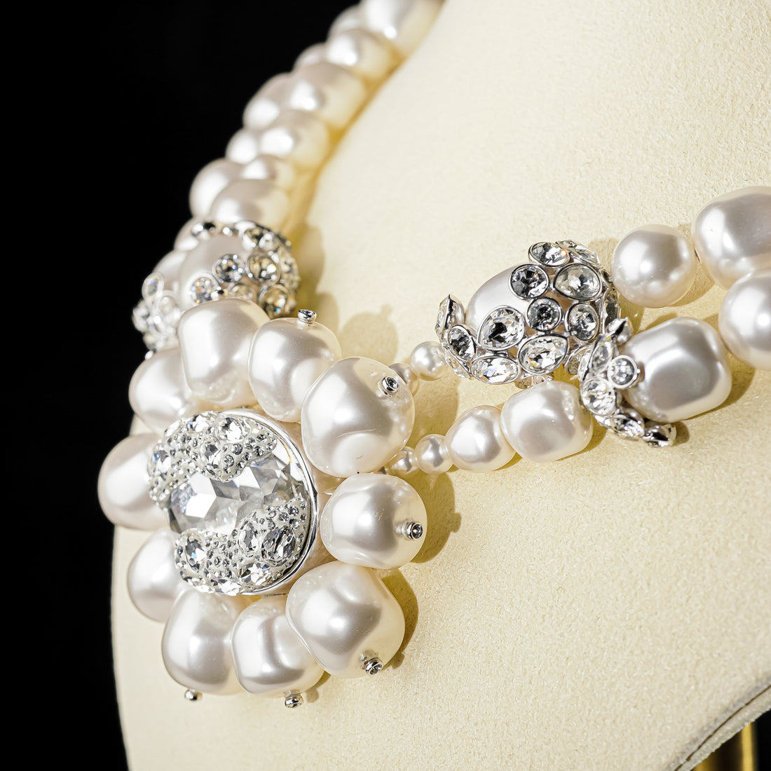 SWAROVSKI White Grey Faux Pearl Crystal Necklace